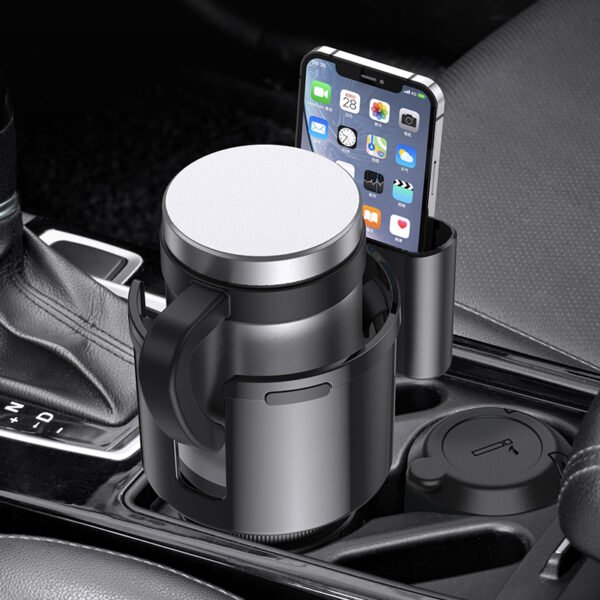 Adjustable Car Cup Holder Expander with Removable Phone Holder