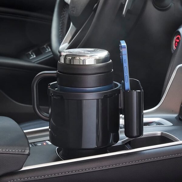 Adjustable Car Cup Holder Expander with Removable Phone Holder